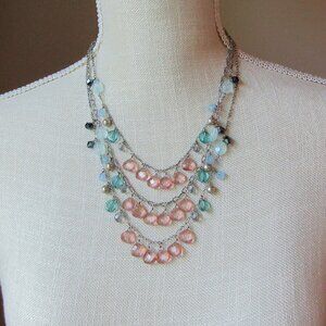 Talbots Three Chain Beaded Necklace